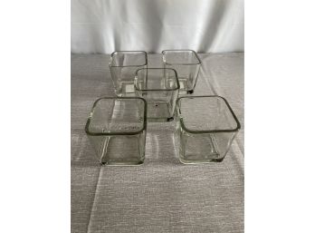 Set Of 5 Square Glass Candle Holders