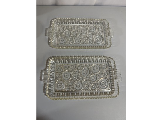 Pair Of Vintage Anchor Hocking Colonial Lady Snack Plates
