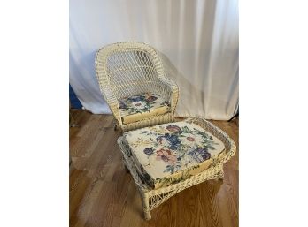 Vintage Wicker Chair And Ottoman