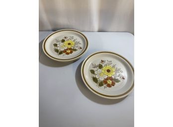 Set Of 3 Vintage Old Brook Collection Stoneware Plates
