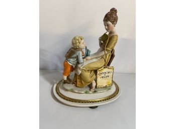 Vintage Triade Benacchio Capodimonte Woman Reading To Child Figurine