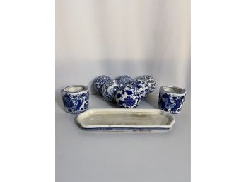 Lot Of Blue And White Decorative Pieces