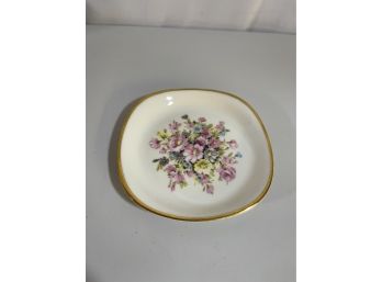 Vintage Limoges Small Trinket Dish With Gold Rim And Floral Design