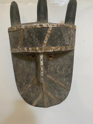 Large Antique African Toma Siera Wall Mask With Brass Bands