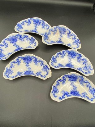 Antique Bone Dishes  England Ironstone China Plates, White &  Blue Transferware