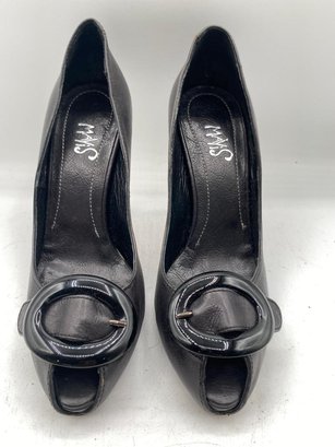 Mayis Black Leather Pumps 4'' Heels Size 37
