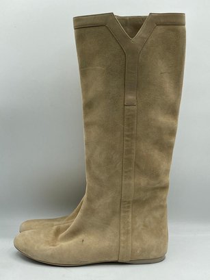 Vintage Yves Saint Laurent Rive Gauche Suede Knee Boots Size 37