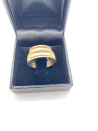 14 K 2 Tone Gold  Wedding Band Man's Size 10 Woman Size 6 Signed Artcarved 14kt