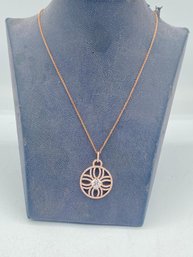 Sterling Silver Rose Gold Tone  Neckless With Swarovski Crystal Stone  Designed By Yagi 9'' Long
