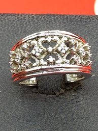 Sterling Silver 925  Hart Band  With CZ Diamonds   Size 6 .75 Designed By Yagi