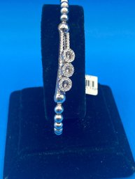 Sterling Silver 925 Bracelet  With Swarovski Crystal Stone Stretchable  Designed By Yagi