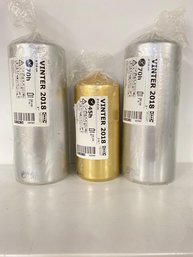 Set Of 3  Gold And Silver  Cylinder Candles