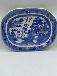 Vintage  Blue & White  Willow Porcelain 15'' Serving Platter