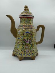 Antique  Chinese Porcelain Enamel Flower Wine Tea Pot