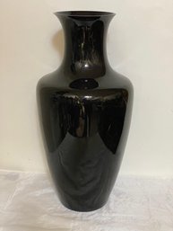 Large Vintage 30'' Black  Glass Floor Vase