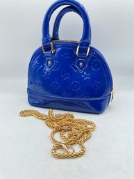 Lot Of 12  Chloe K Of New York  LV Style PU Leather  Top Handle  Shoulder  Bag Metallic Blue 3-3