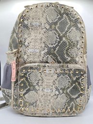 Lot Of 6 Chloe K Of New York Large Backpack Python Skin Print Double Zipper Closure PU Leather