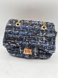 Lot Of 6 Chloe K Of New York  Chanel  Style Tweed Multicolored    Purse Gold Metallic Strap 2-2