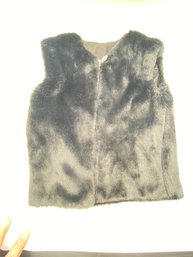 Mademoiselle Sharlotte Couture Baby Faux Fur Vest In Pitch  Black Color