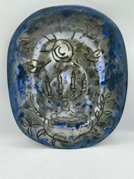 Mark  Chagall  Art Attributed High Glaze Ceramics 14'' Plate Signed  Very Rare