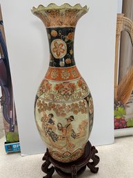 Mid-Century Chinese Hand-Painted  Porcelain Vase