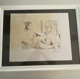 Picasso Art Attributed   Erotic Nude Women And A Man Lithograph Signed