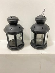 Set Of 2 IKIA Rotera Lantern For Tealight In Black Indoor & Outdoor