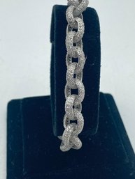 Solid  Sterling Silver 925   Rolo Bracelet  With Swarovski Crystal Stone   Designed By Yagi