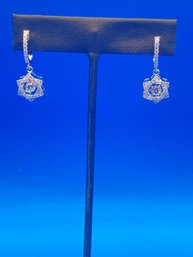 Sterling Silver 925 Jewish Star Of David  Earring Swarovski Crystal Designed By Yagi