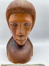 Vintage African Art Wood Carving Bust Man Male Africa