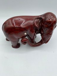 Vintage Handcrafted Red Resin Figurine Bull Elephant