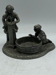 Vintage International Pewter Collection Children By The Water Pump Statue