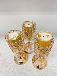 3 European Crystal Candle Holder Centerpiece Hollow For Banquet Decor