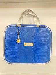 Royal Edelweiss Blue W/ Silver Handle Cosmetic Bag With Products