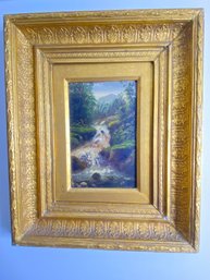 Oil Painting Whispering Falls Beautiful Antique Frame
