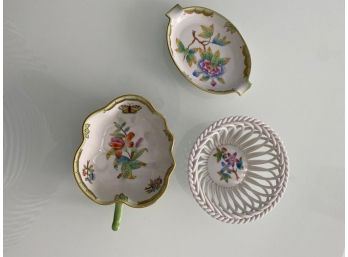 3 Herend Porcelain Candy Or Nuts Dishes