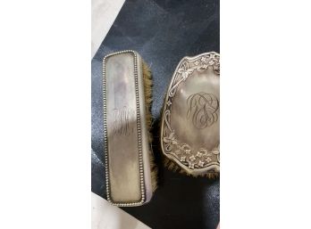 2 ESTATE Antique  STERLING SILVER VANITY CLOTHES BRUSHES