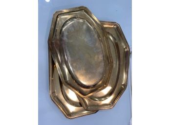3  Large Silver Plated TRAY's,  Vintage