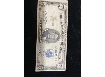 1953 A Five Dollar Blue Seal United States Note Old US Bill $5