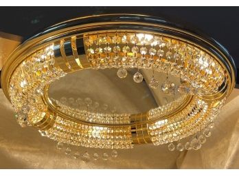 Kurt Faustig Elegant Strass Swarovski Crystal & Brass Round Ceiling Light & 4 Sconces