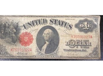 $1 1917 Saw Horse Large Legal Tender Red Seal  US Note One Dollar