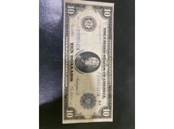 1913 $10 Dollar Bill - Federal Reserve Note Large