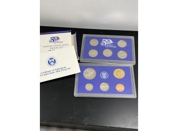 2000  S US Mint Proof Set 10 Coins W/ COA Liberty Dollar ,Kennedy Half, Washington 25c