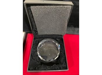 Clear Diamond Round Crystal Paperweight