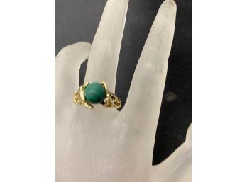 Vintage14k Yellow Gold And Malachite Ring Size 8