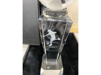 Crystal Soccer  Tower Award Or Trophy  With Laser Image