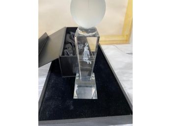 Crystal Basketball Tower Award With Laser Image