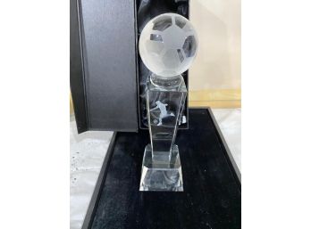 Crystal Soccer Tower Award Or Trophy With Laser Image
