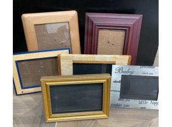 6 Picture Frame, Real Glass And Composite Mat Wood For Wall Or Tabletop Display,
