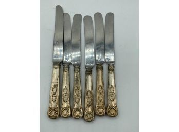 6 Antique The Hollenden King Pattern Dinner Knifes